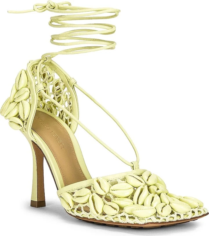 Bottega Veneta Stretch Lace Up Sandals in Lemon - Image 2