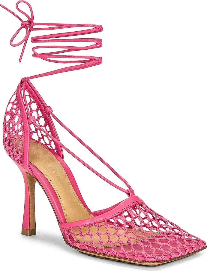 Bottega Veneta Stretch Lace-Up Sandals in Pink - Image 2