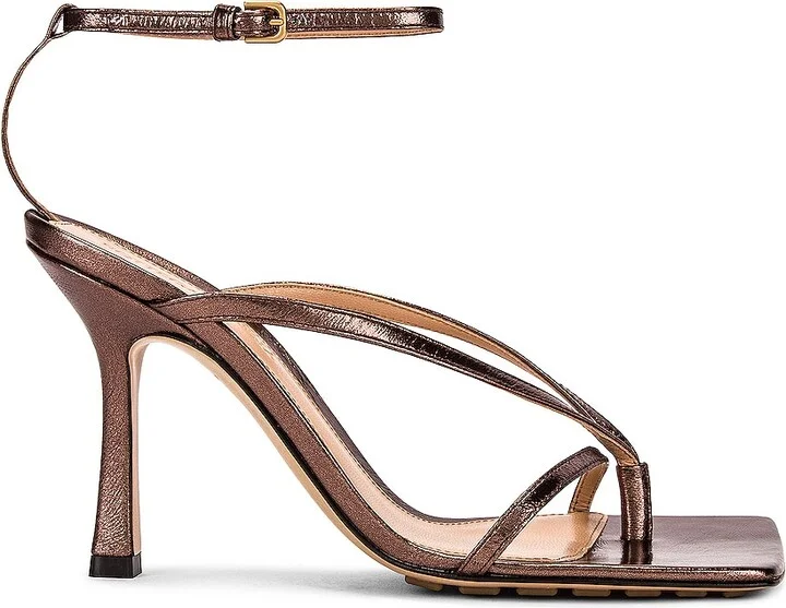 Bottega Veneta Stretch Metallic Leather Sandals in Brown