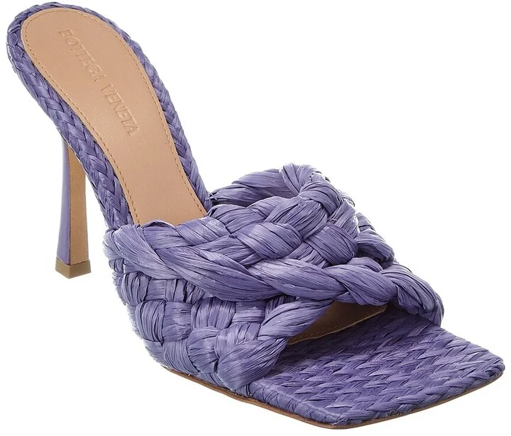 Bottega Veneta Stretch Raffia & Leather Sandal