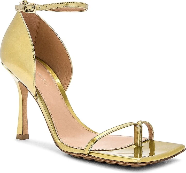 Bottega Veneta Stretch Sandal in Metallic Gold - Image 2