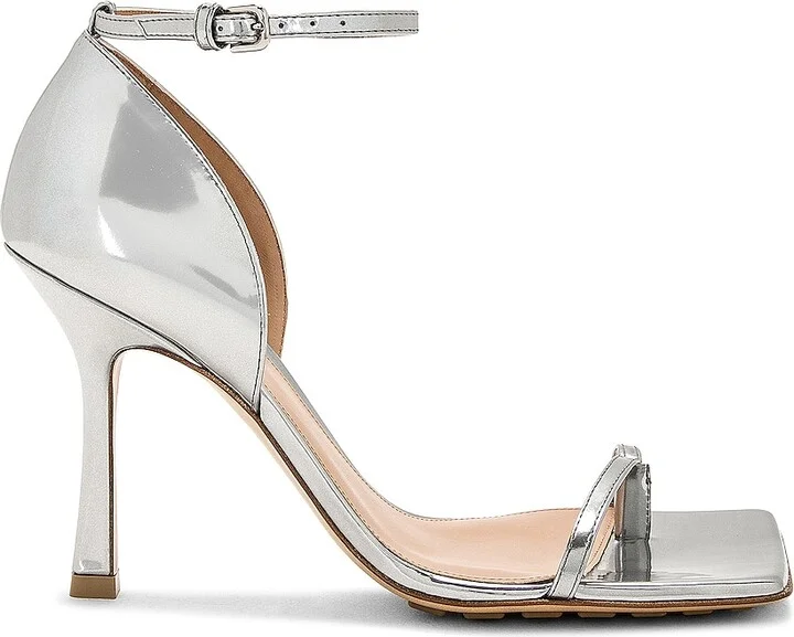 Bottega Veneta Stretch Sandal in Metallic Silver