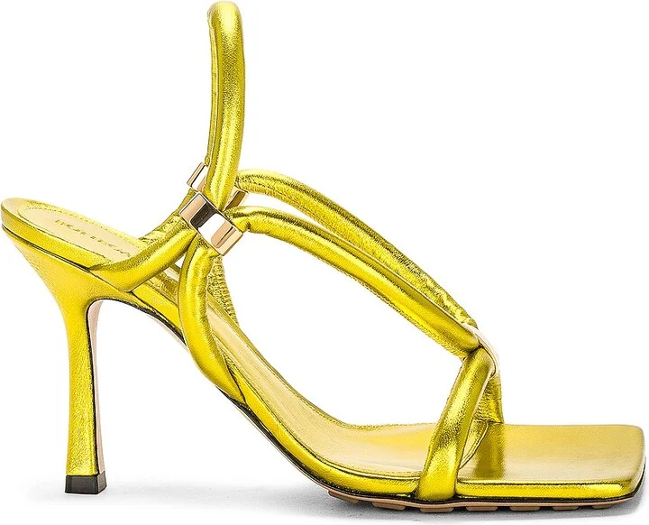 Bottega Veneta Stretch Slingback Sandal in Metallic Gold