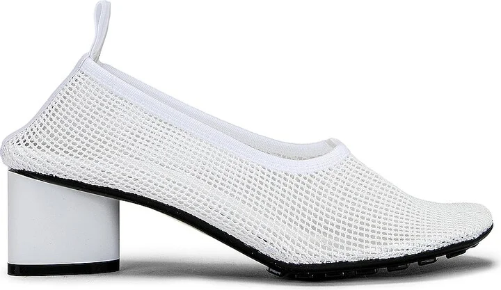 Bottega Veneta Stretch Web Flex Sock Pumps in White