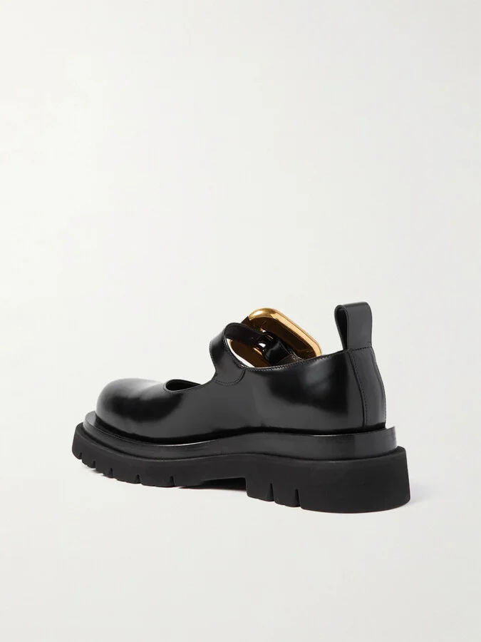 Bottega Veneta - Swell Glossed-leather Mary Jane Flats - Black - Image 3