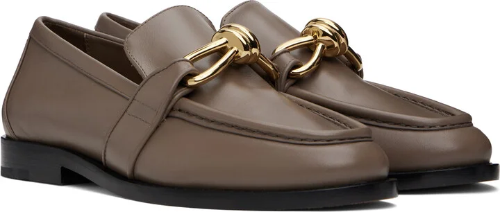 Bottega Veneta Taupe Astaire Loafers - Image 4