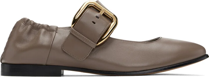 Bottega Veneta Taupe Astaire Mary-Jane Ballerina Flats