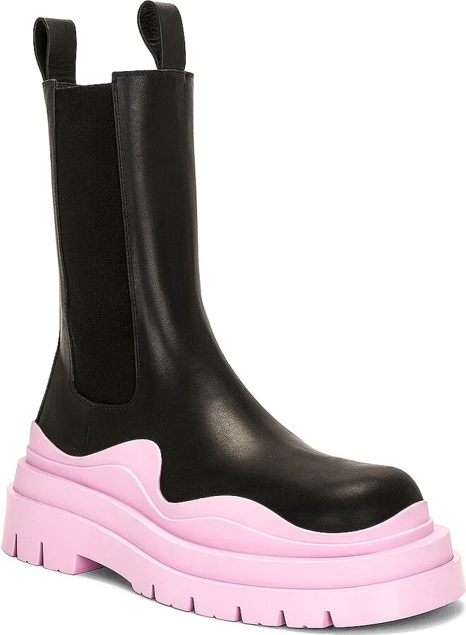 Bottega Veneta Tire Chelsea Boot in Black,Pink - Image 2