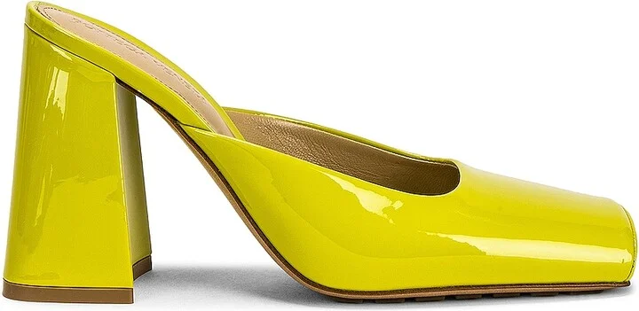 Bottega Veneta Tower Square Toe Mule Pumps in Green