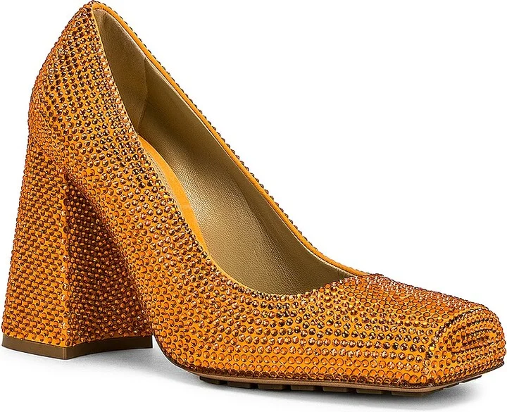Bottega Veneta Tower Square Toe Pumps in Orange - Image 2