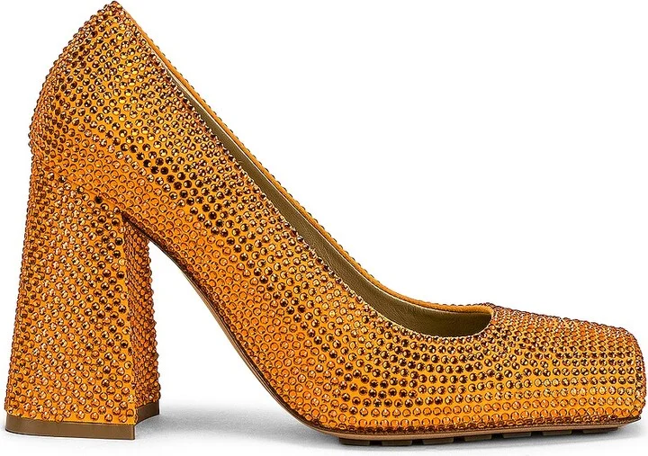 Bottega Veneta Tower Square Toe Pumps in Orange