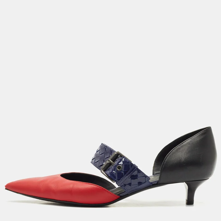 Bottega Veneta Tricolor Patent Leather And Leather Mary Jane Pumps Size 39