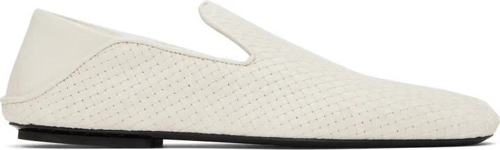 Bottega Veneta White Adamo Slippers