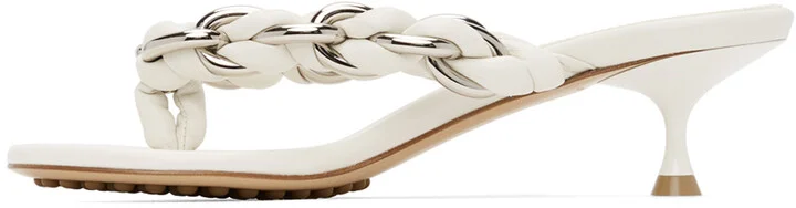 Bottega Veneta White Chain Dot Sandals - Image 4