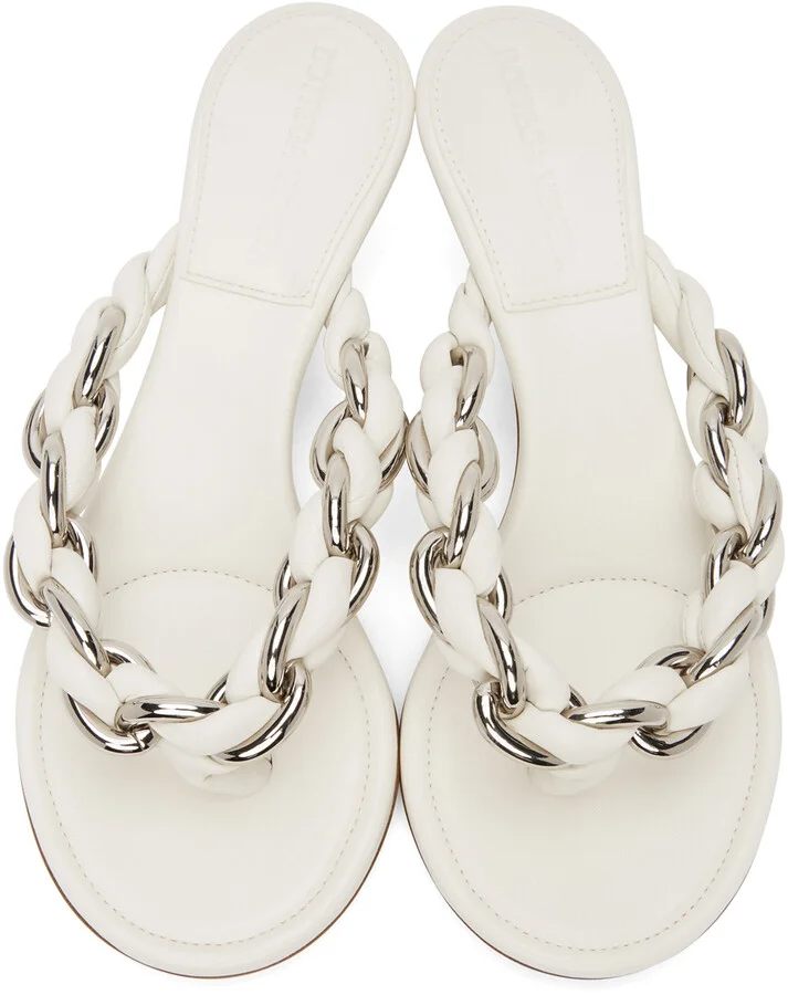 Bottega Veneta White Chain Dot Sandals - Image 5