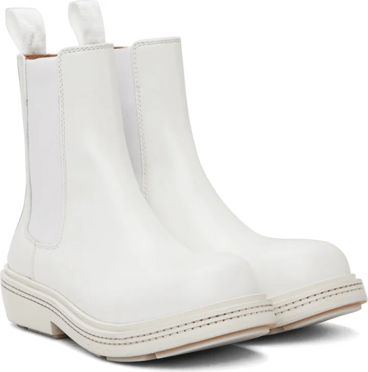 Bottega Veneta White Fireman Chelsea Boots - Image 4