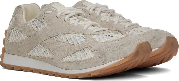 Bottega Veneta White & Gray Orbit Sneakers - Image 4