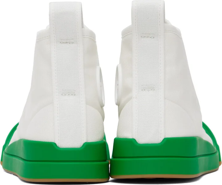 Bottega Veneta White & Green Vulcan Sneakers - Image 2