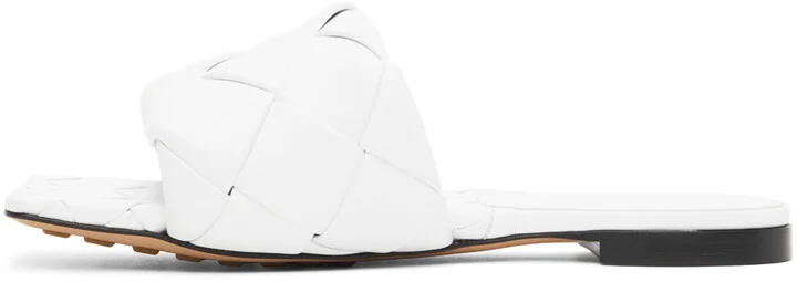 Bottega Veneta White Intrecciato Lido Flat Sandals - Image 3