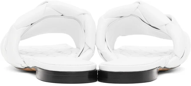 Bottega Veneta White Intrecciato Lido Flat Sandals - Image 4