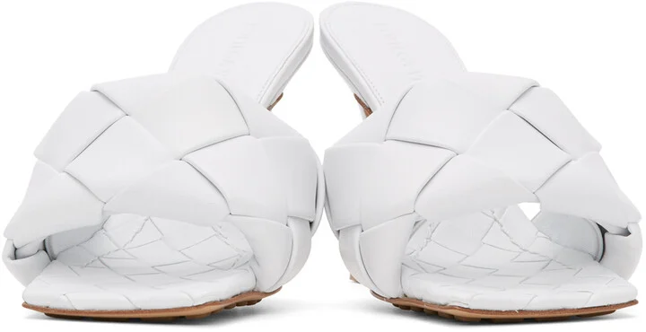 Bottega Veneta White Intrecciato Lido Heeled Sandals - Image 2