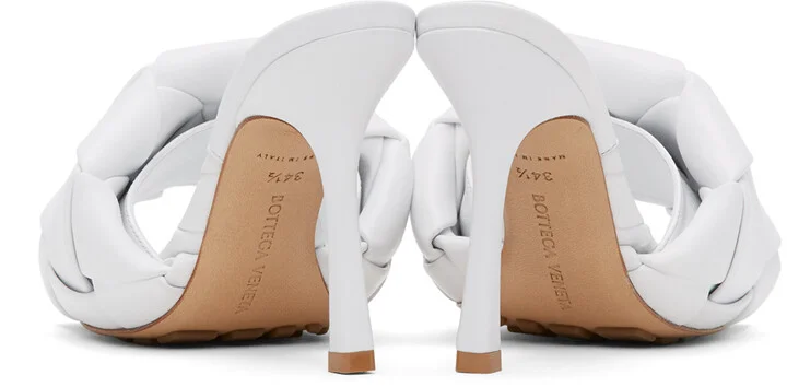 Bottega Veneta White Intrecciato Lido Heeled Sandals - Image 4