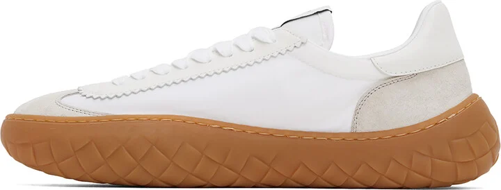 Bottega Veneta White Nylon & Suede Sneakers - Image 3