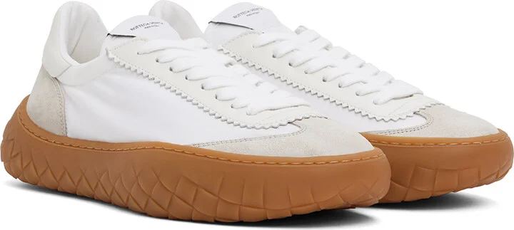 Bottega Veneta White Nylon & Suede Sneakers - Image 4