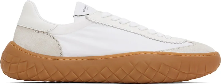 Bottega Veneta White Nylon & Suede Sneakers