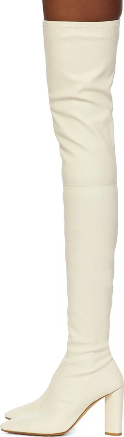 Bottega Veneta White Tripod Over-The-Knee Boots - Image 3
