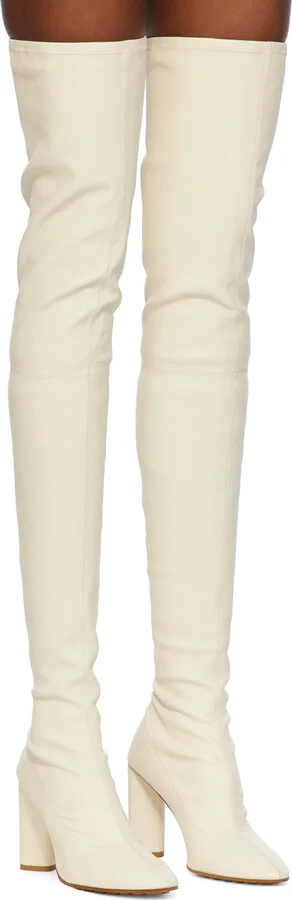 Bottega Veneta White Tripod Over-The-Knee Boots - Image 4