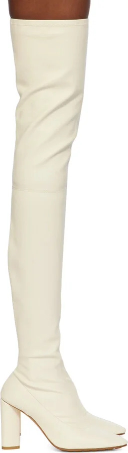 Bottega Veneta White Tripod Over-The-Knee Boots