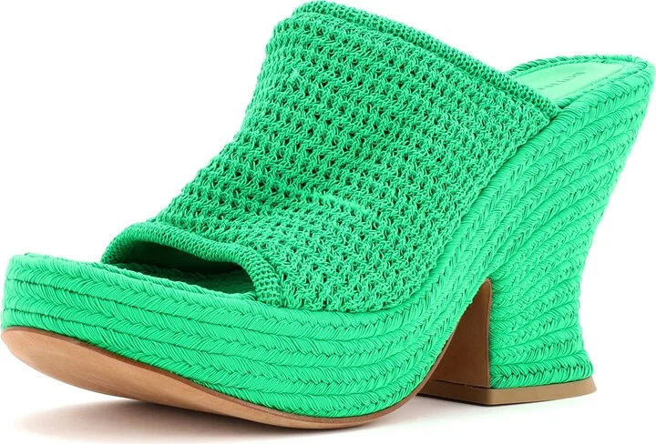 Bottega Veneta Women's Slide Platform Wedge Sandals Knit Fabric