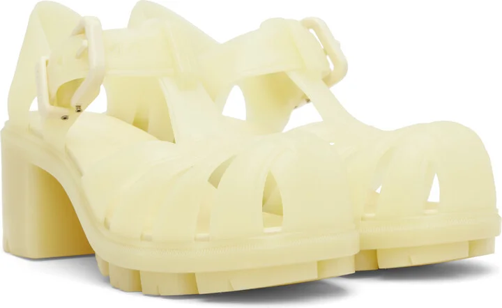 Bottega Veneta Yellow Gertie Fisherman Heeled Sandals - Image 4