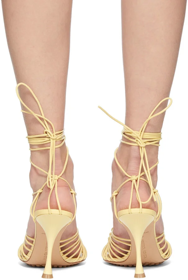 Bottega Veneta Yellow Lagoon Dot Heeled Sandals - Image 2