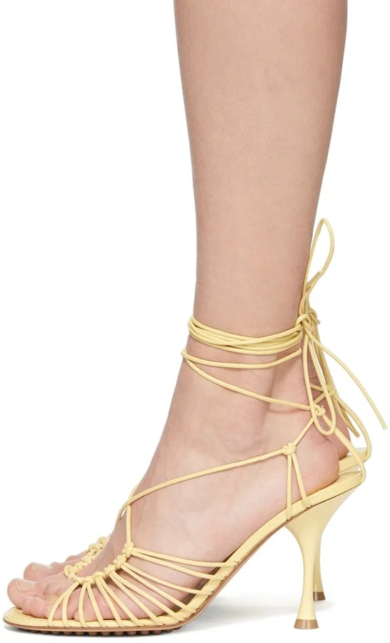 Bottega Veneta Yellow Lagoon Dot Heeled Sandals - Image 3