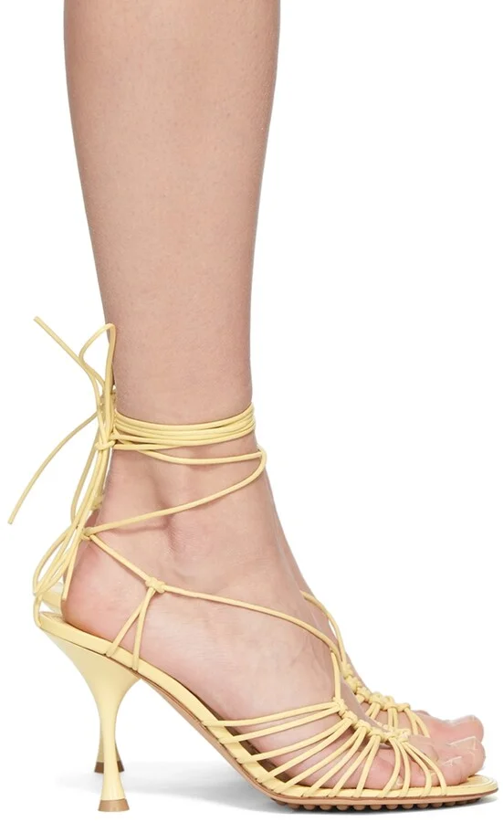 Bottega Veneta Yellow Lagoon Dot Heeled Sandals