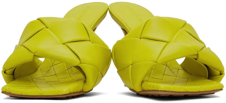 Bottega Veneta Yellow Maxi Intreccio Lido Heeled Sandals - Image 2