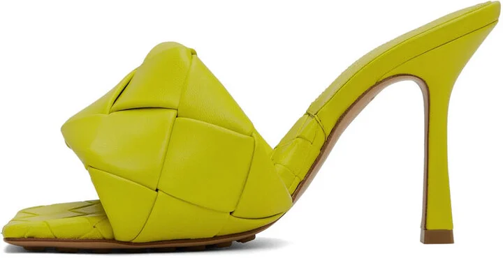 Bottega Veneta Yellow Maxi Intreccio Lido Heeled Sandals - Image 3