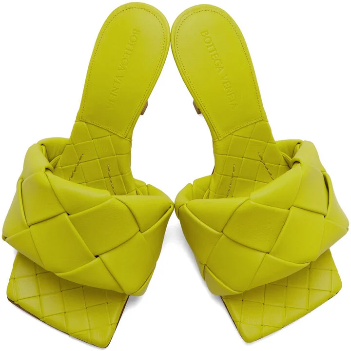 Bottega Veneta Yellow Maxi Intreccio Lido Heeled Sandals - Image 5