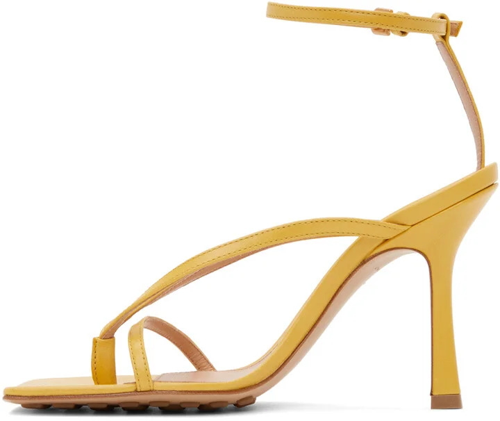 Bottega Veneta Yellow Stretch Heeled Sandals - Image 3