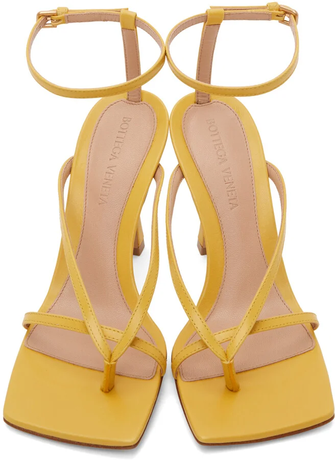 Bottega Veneta Yellow Stretch Heeled Sandals - Image 5