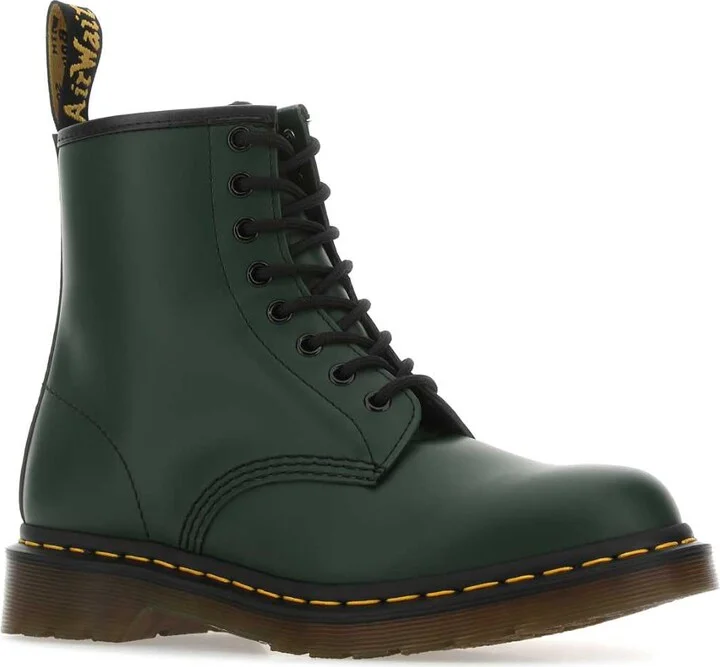 Bottle Green Leather 1460 Ankle Boots - Image 2