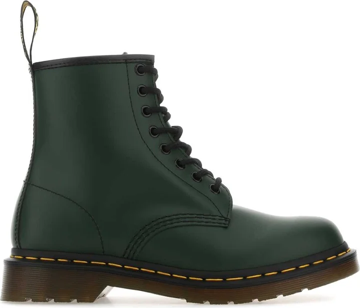 Bottle Green Leather 1460 Ankle Boots