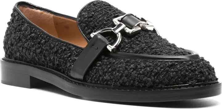 Boucle-Texture Buckle-Detail Loafers - Image 2