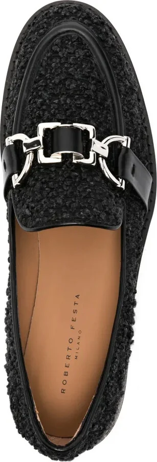Boucle-Texture Buckle-Detail Loafers - Image 4