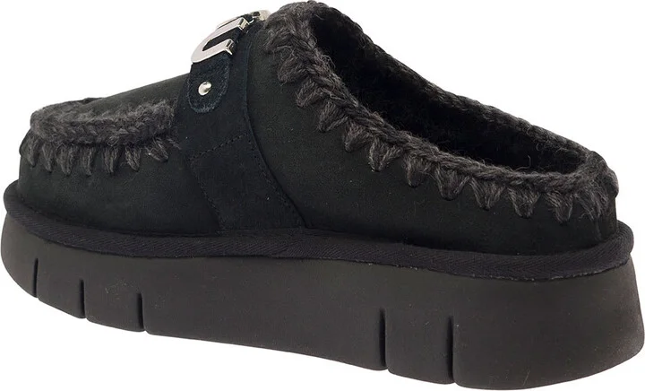 'bounce' Black Mules With Logo Lettering And Open Rear In Suede Woman - Image 3