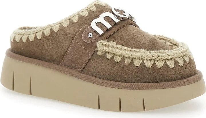 'bounce' Brown Mules With Logo Lettering And Open Rear In Suede Woman - Image 2