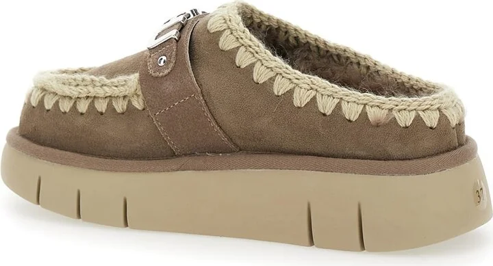 'bounce' Brown Mules With Logo Lettering And Open Rear In Suede Woman - Image 3