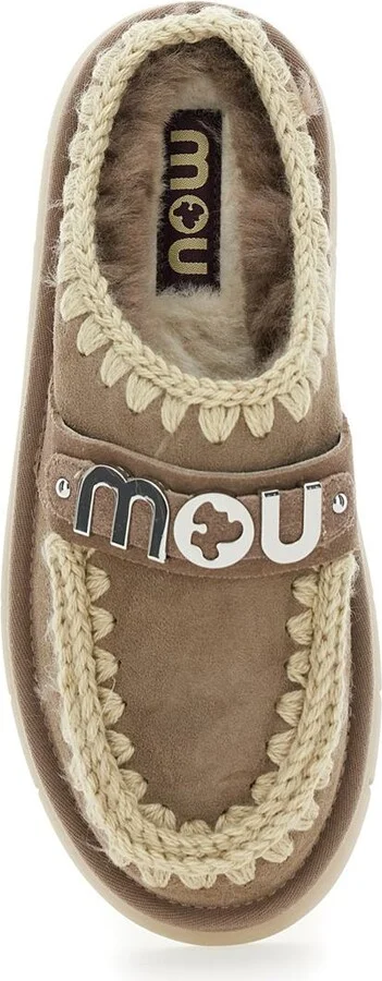 'Bounce' Brown Mules With Logo Lettering And Open Rear In Suede Woman - Image 4